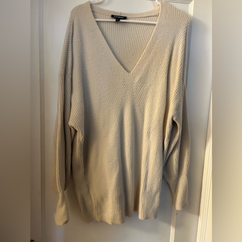 Express V Neck Fuzzy Sweater